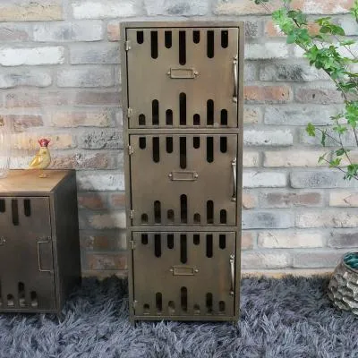 Industrial 3 Door Hall Cabinet - Metal image