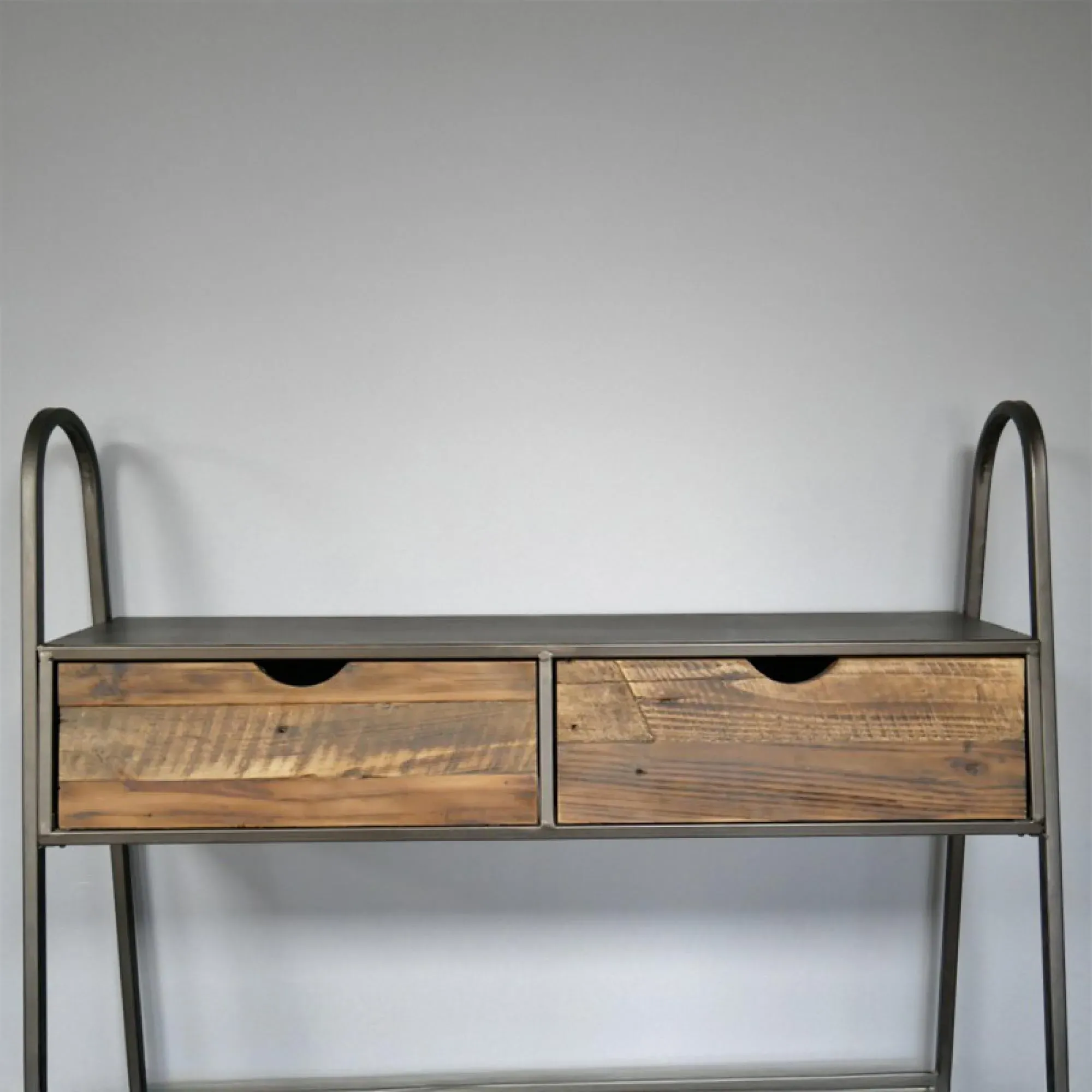 Industrial 4 Drawer Shelving Unit - Fir Wood, Metal