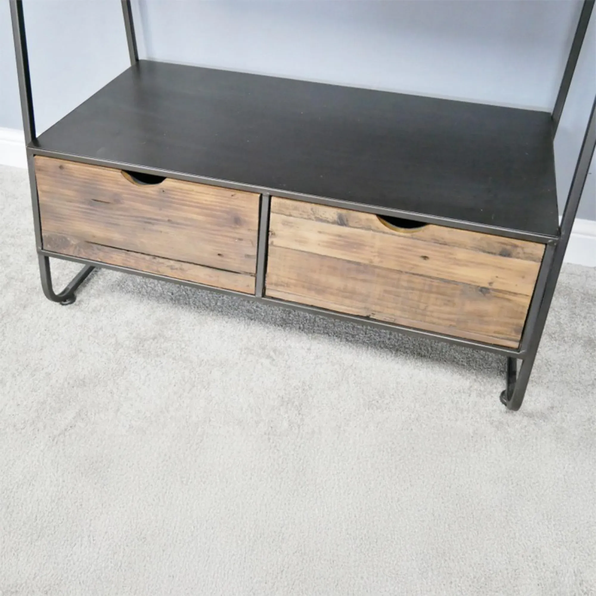 Industrial 4 Drawer Shelving Unit - Fir Wood, Metal