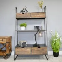 Industrial 4 Drawer Shelving Unit - Fir Wood, Metal