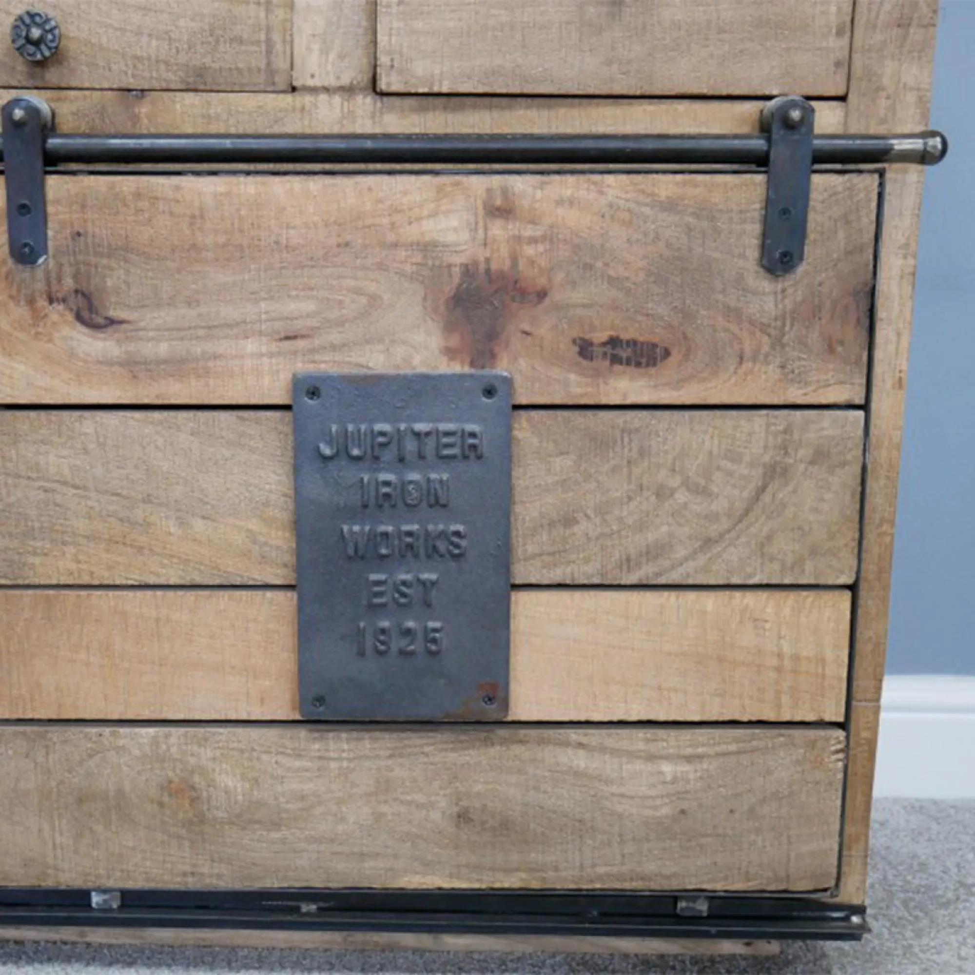 Industrial Large Sideboard with Sliding Doors - Mango Wood