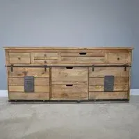 Industrial Large Sideboard with Sliding Doors - Mango Wood