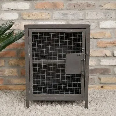 Industrial Metal 1 Door Cage Bedside Cabinet image