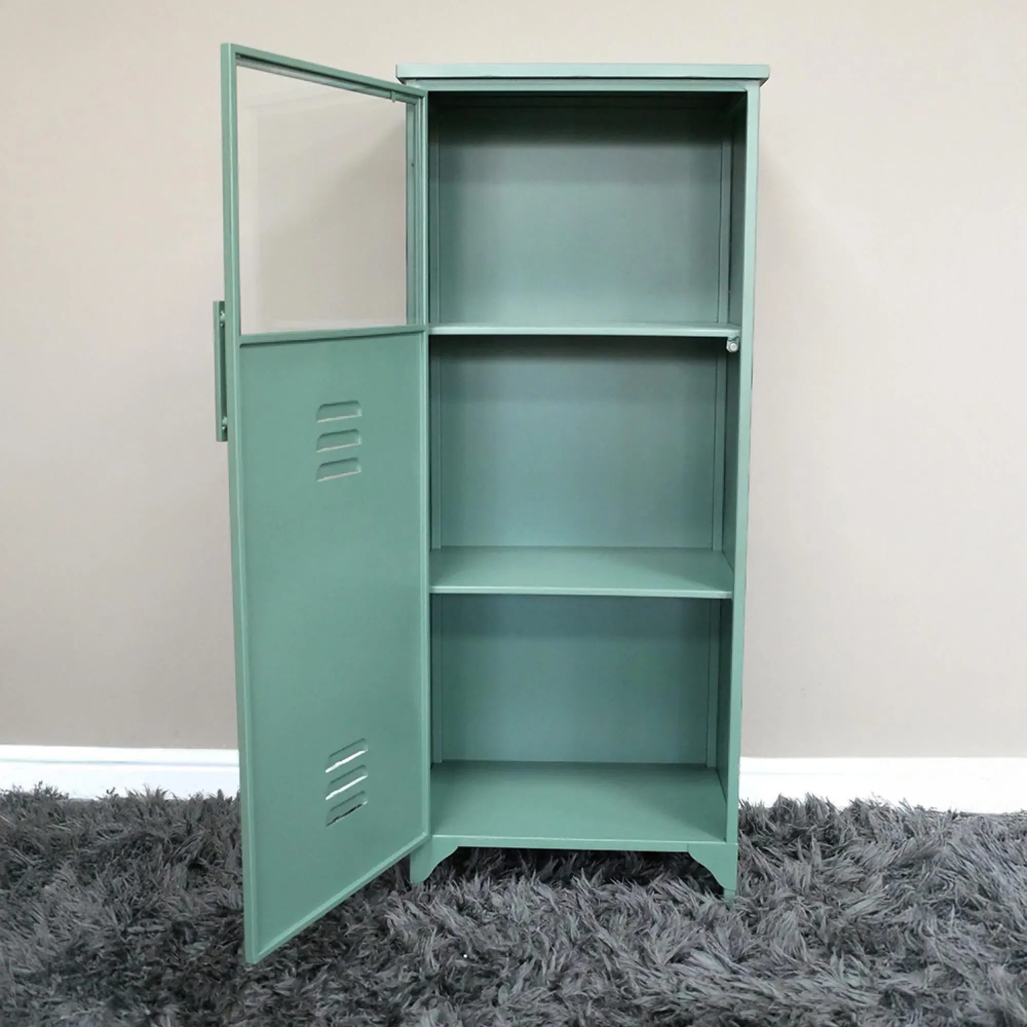 Industrial Metal 1 Door Hall Cabinet - Green