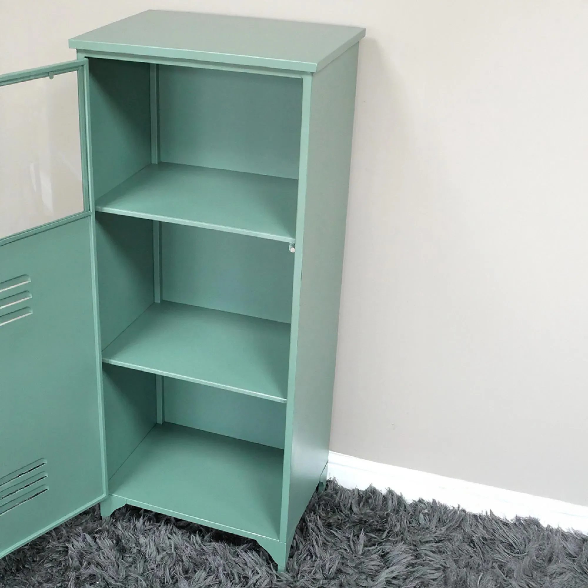 Industrial Metal 1 Door Hall Cabinet - Green