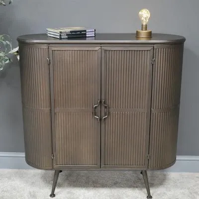 Industrial Metal 2 Door Curved Small Cabinet