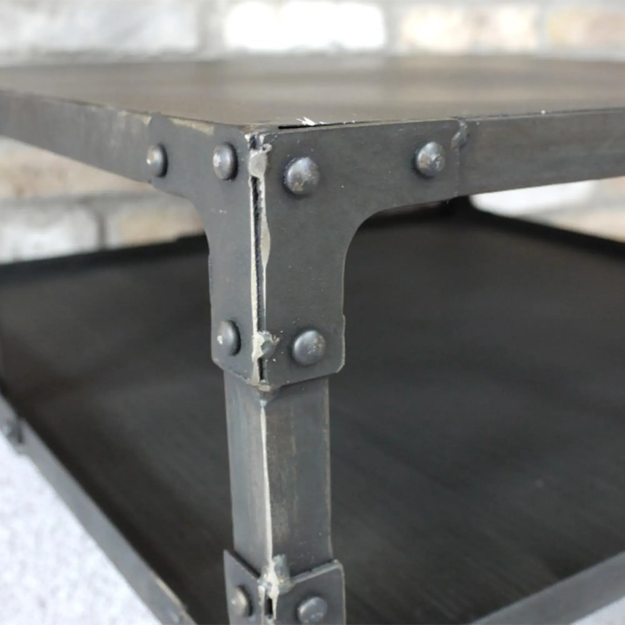 Industrial Metal Cart Coffee Table - Black