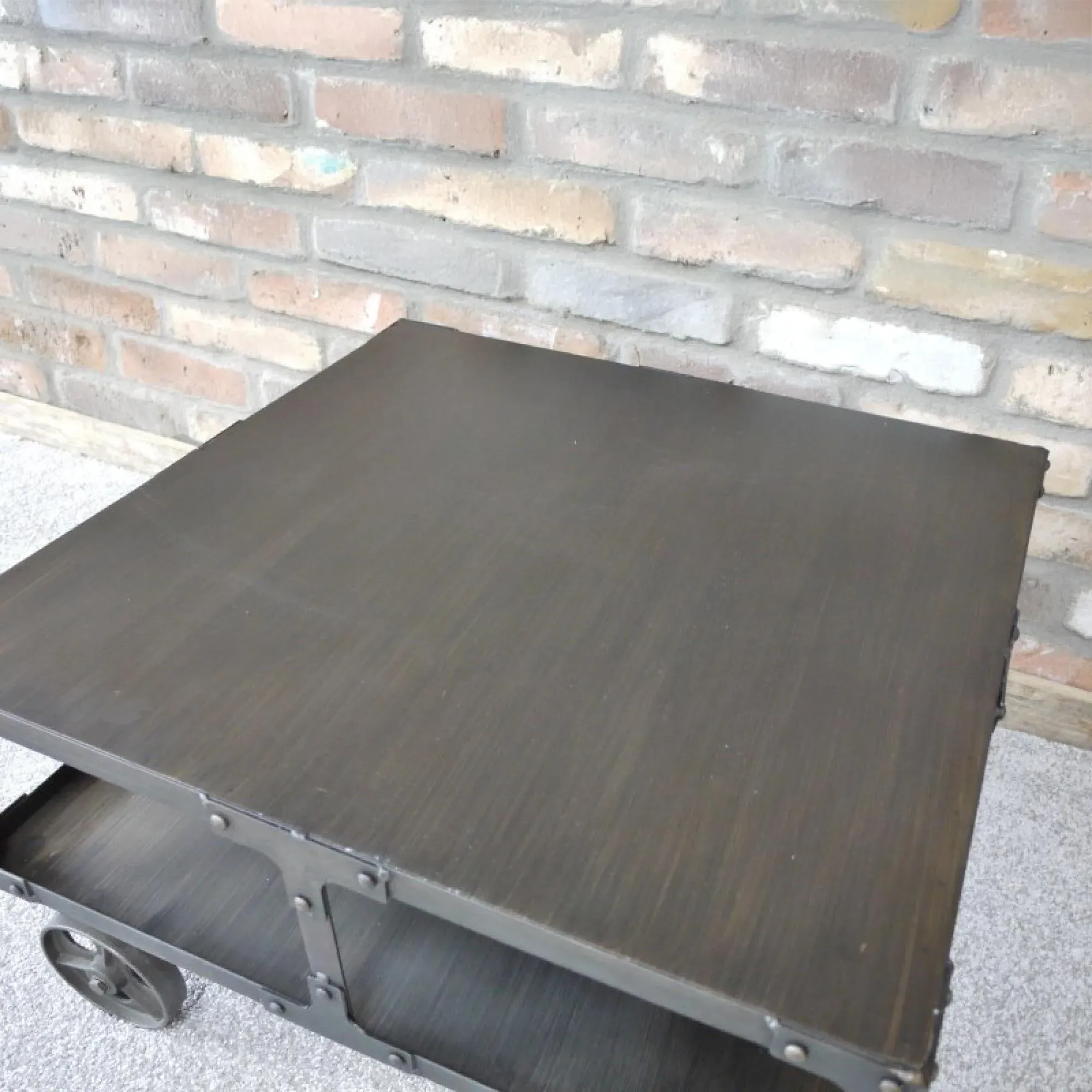 Industrial Metal Cart Coffee Table - Black