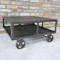 Industrial Metal Cart Coffee Table - Black