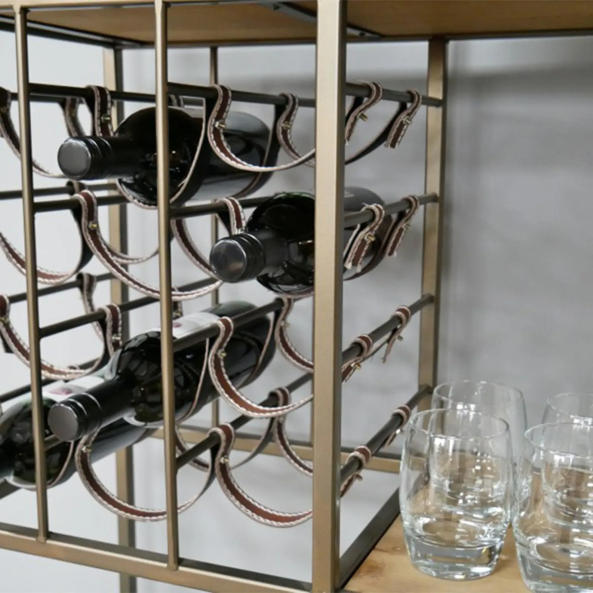 Industrial Metal Shelving Unit with Wine Rack - Black