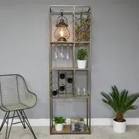 Industrial Metal Shelving Unit with Wine Rack - Black