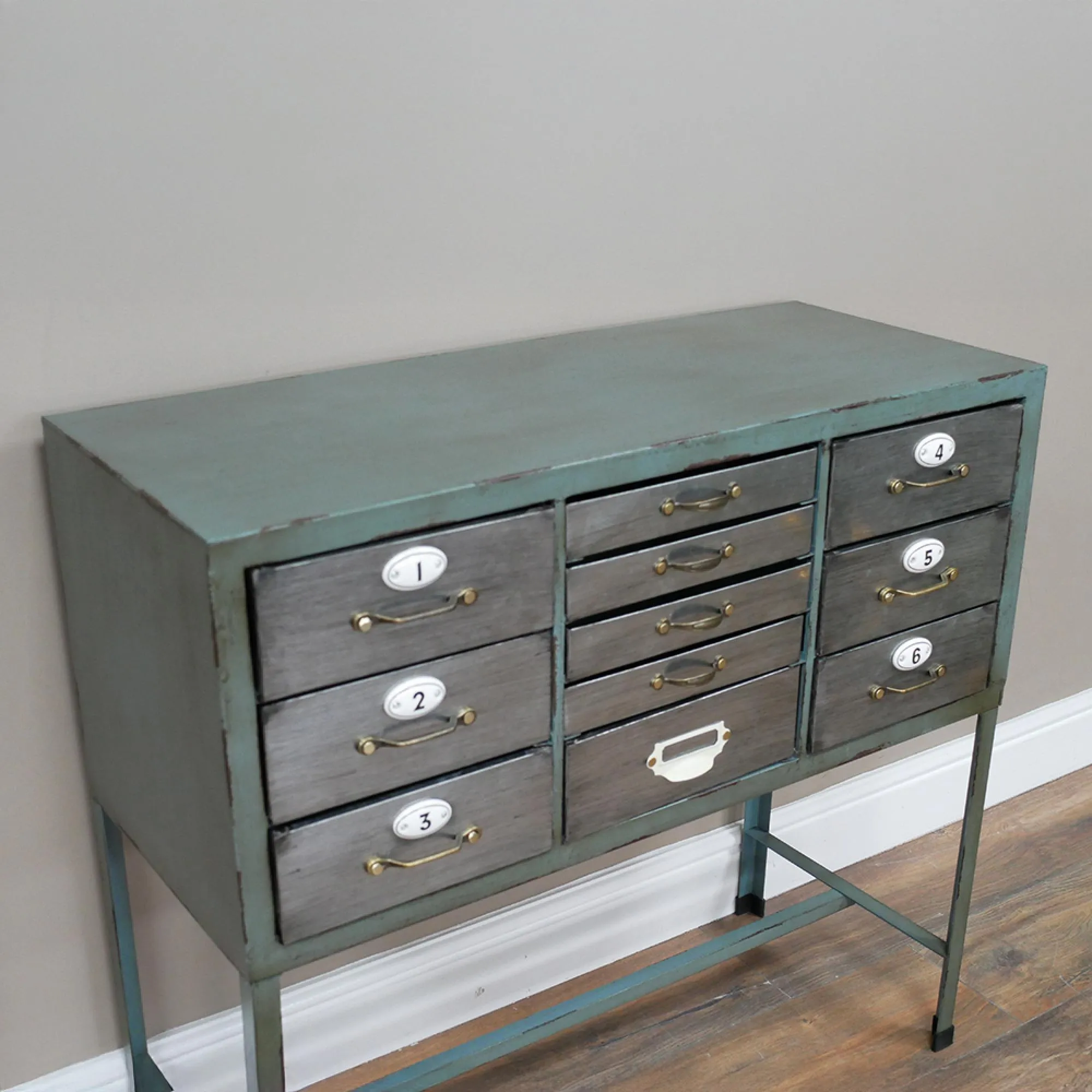 Industrial Multi Drawer Hall Table - Metal