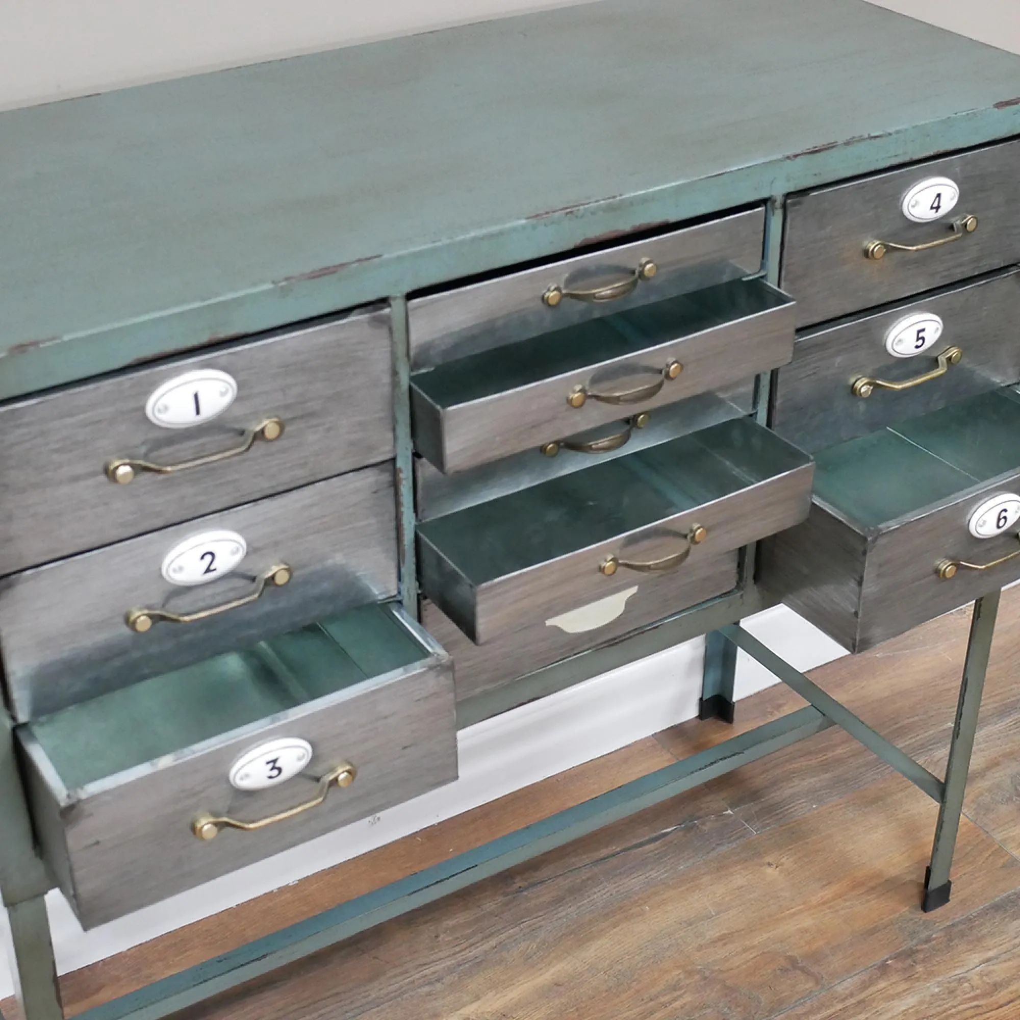 Industrial Multi Drawer Hall Table - Metal