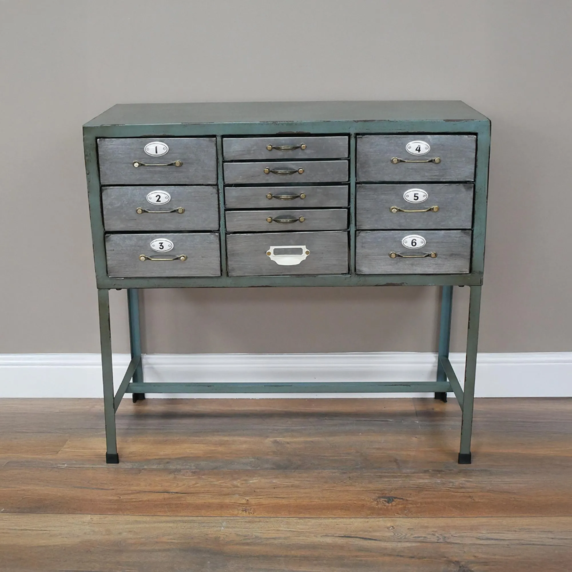 Industrial Multi Drawer Hall Table - Metal