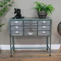 Industrial Multi Drawer Hall Table - Metal