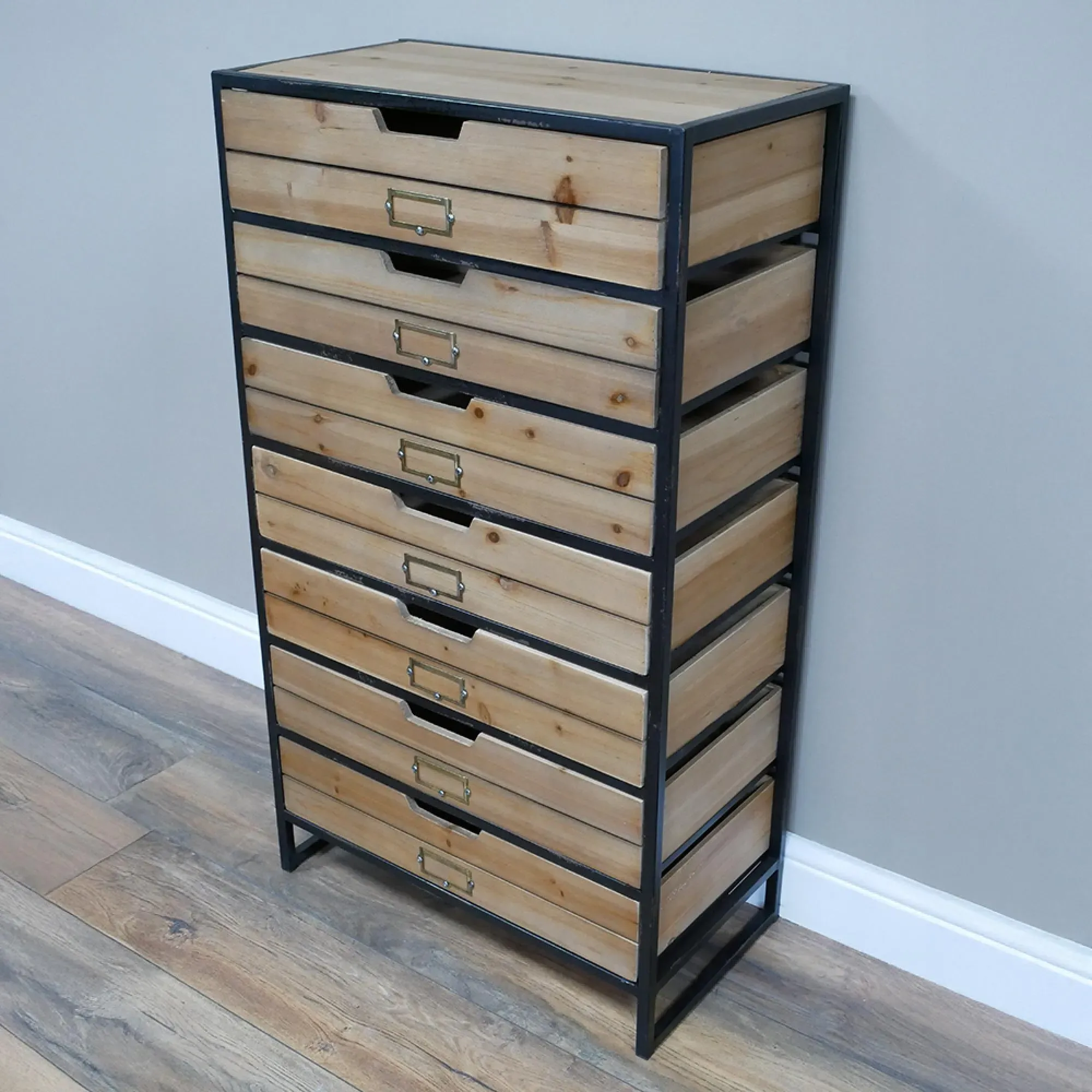 Industrial Multi Drawer Storage Unit - Black, Wood