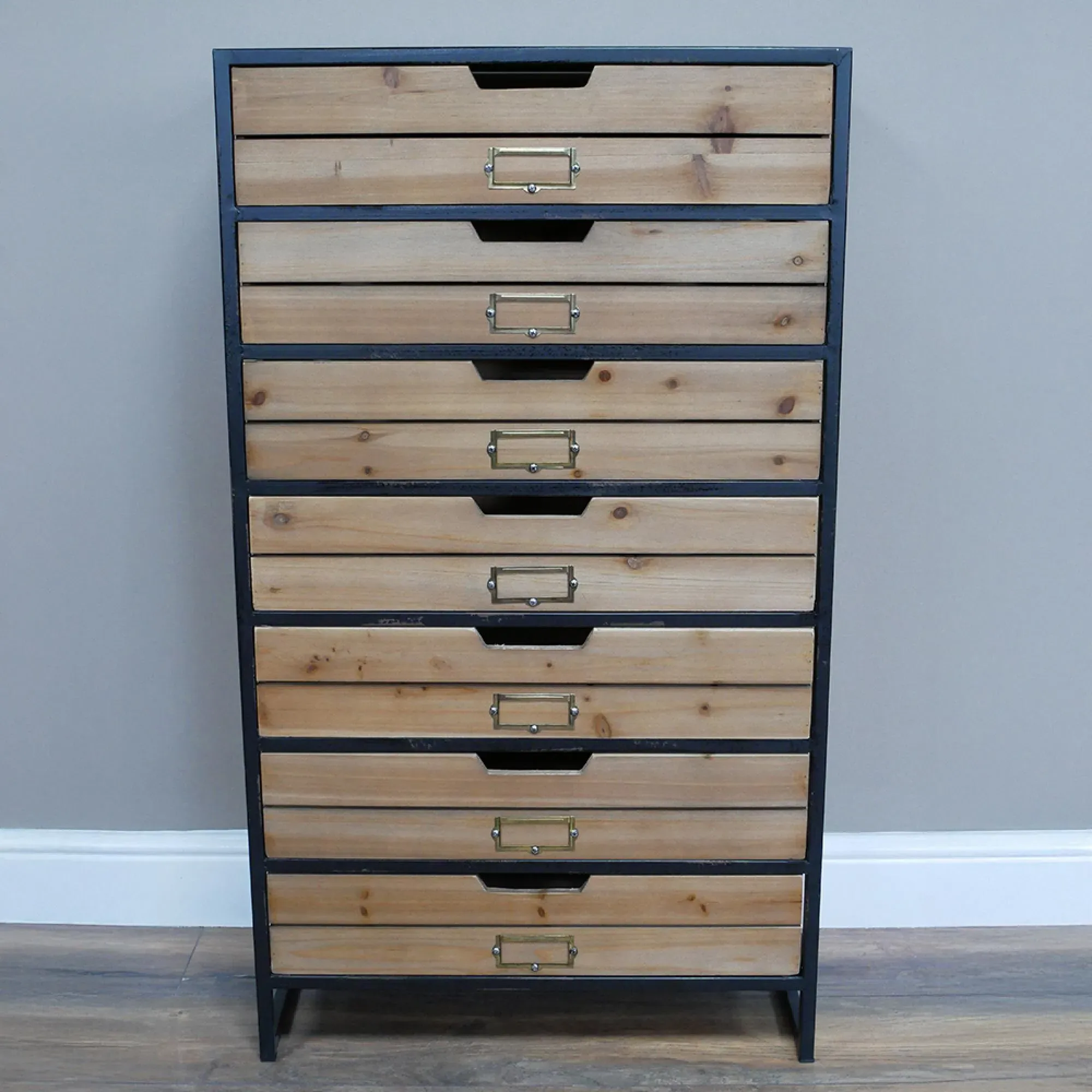 Industrial Multi Drawer Storage Unit - Black, Wood