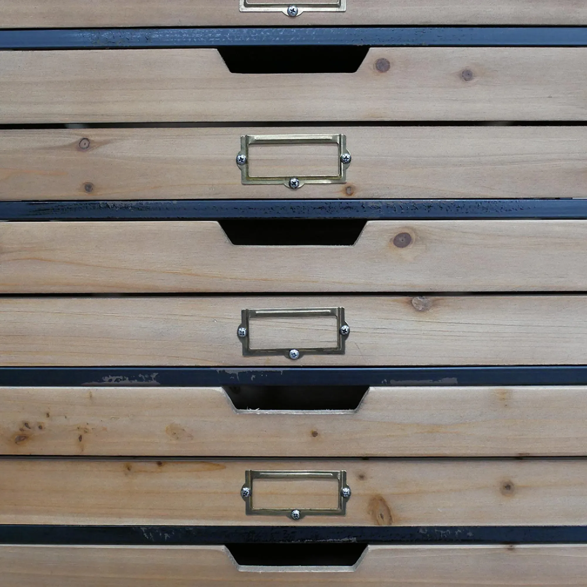 Industrial Multi Drawer Storage Unit - Black, Wood