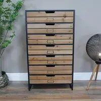 Industrial Multi Drawer Storage Unit - Black, Wood