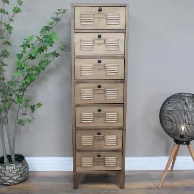 Industrial Multi Drawer Tallboy Chest - Gold, Metal image