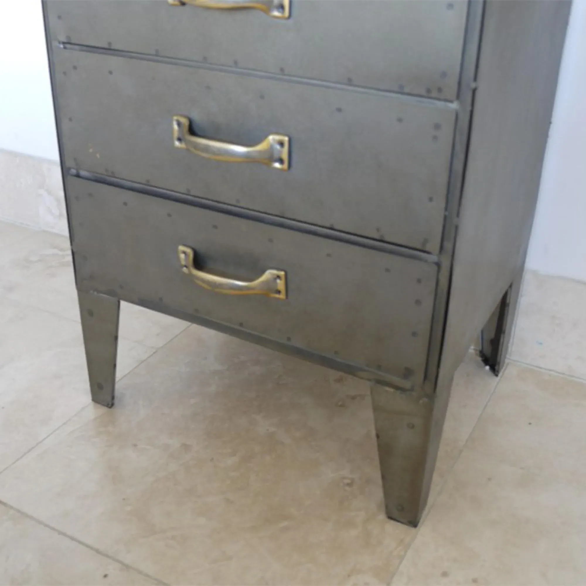 Industrial Multi Drawer Tallboy Chest - Grey, Metal