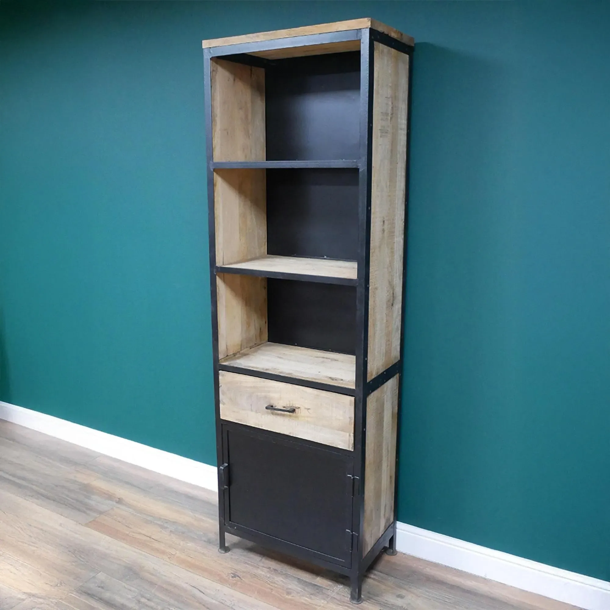 Industrial Narrow Bookcase - Mango Wood