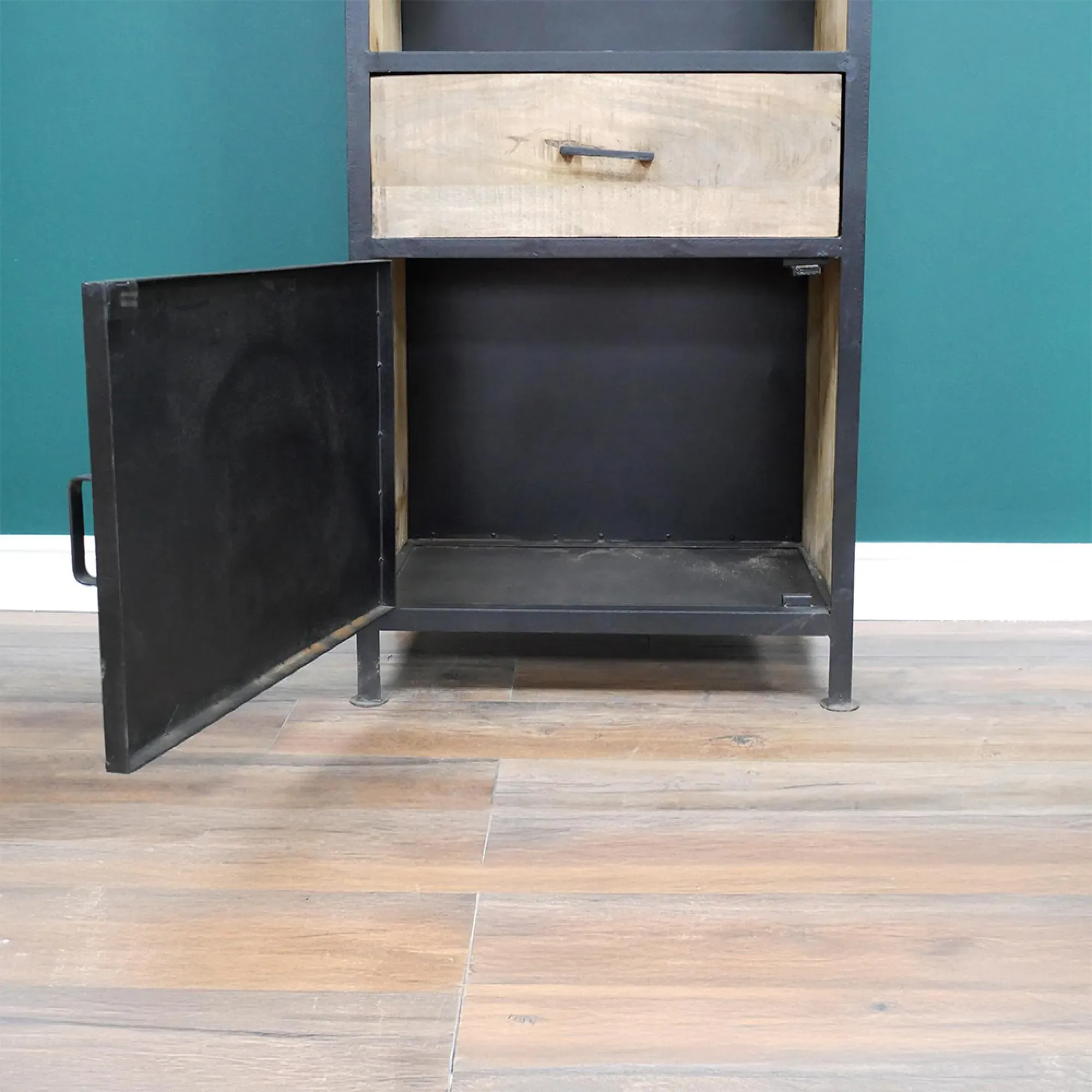 Industrial Narrow Bookcase - Mango Wood