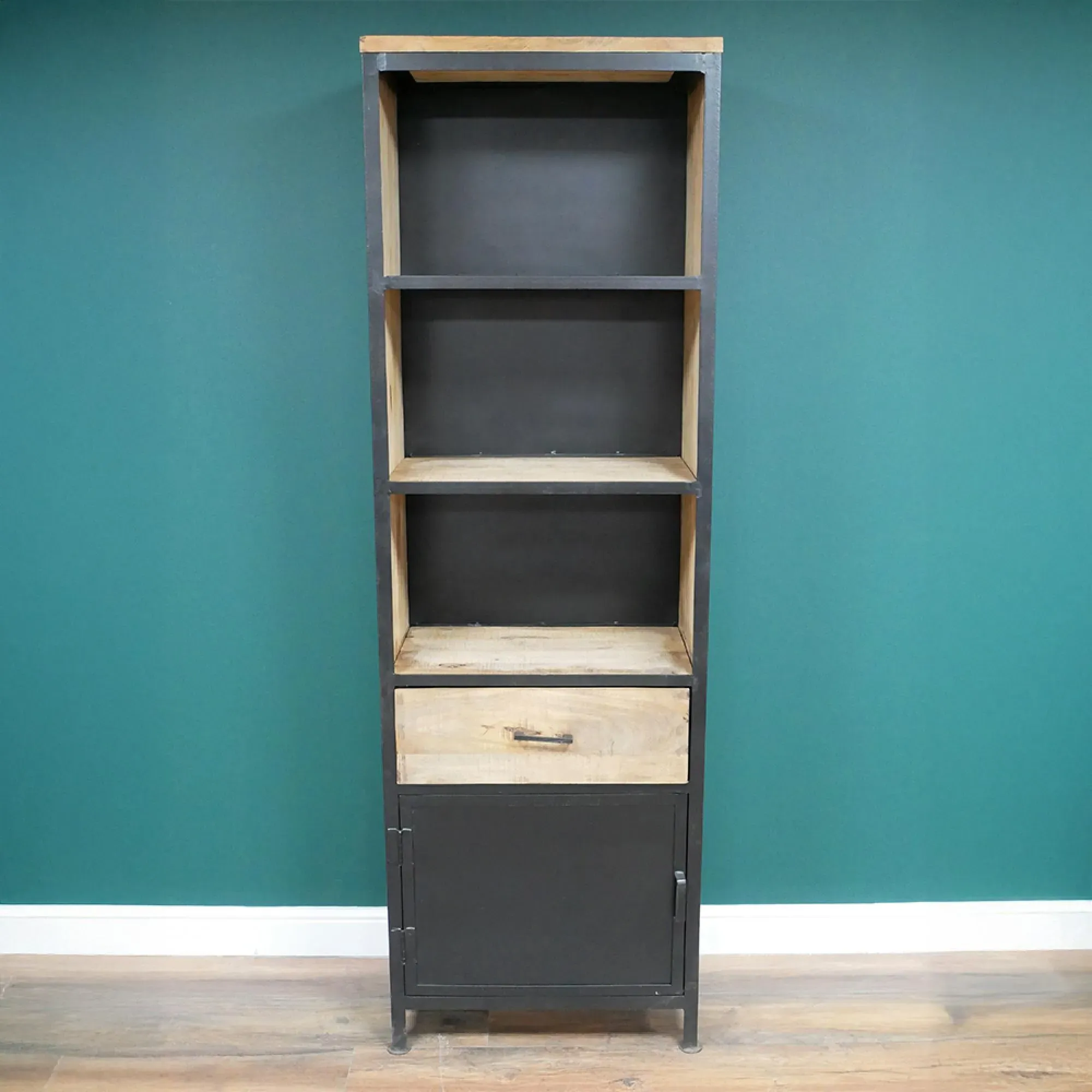 Industrial Narrow Bookcase - Mango Wood