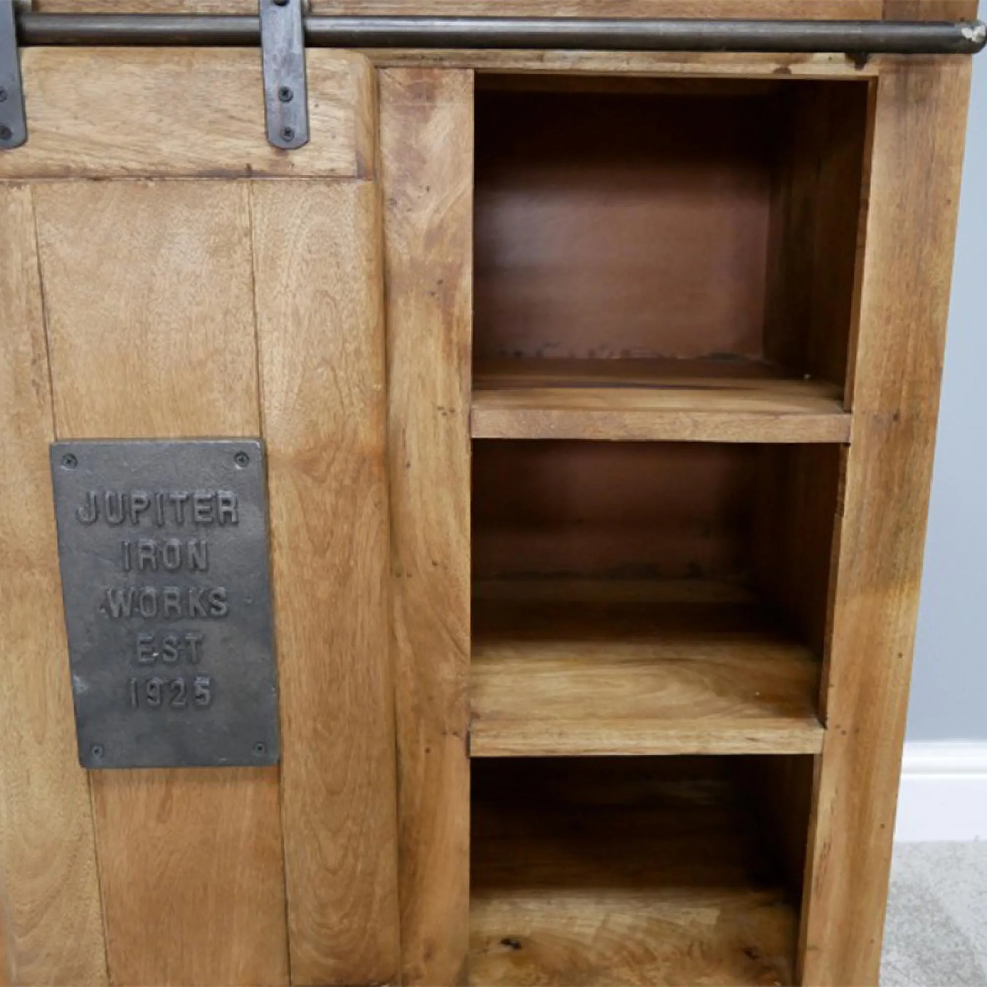 Industrial Sliding Door Storage Unit - Mango Wood