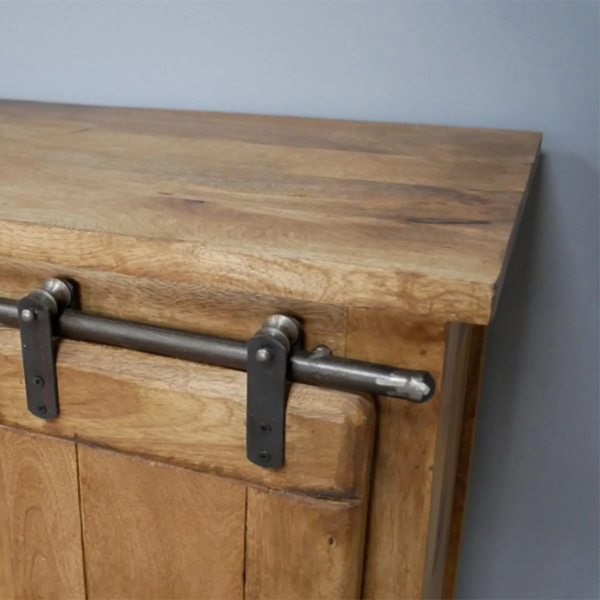 Industrial Sliding Door Storage Unit - Mango Wood