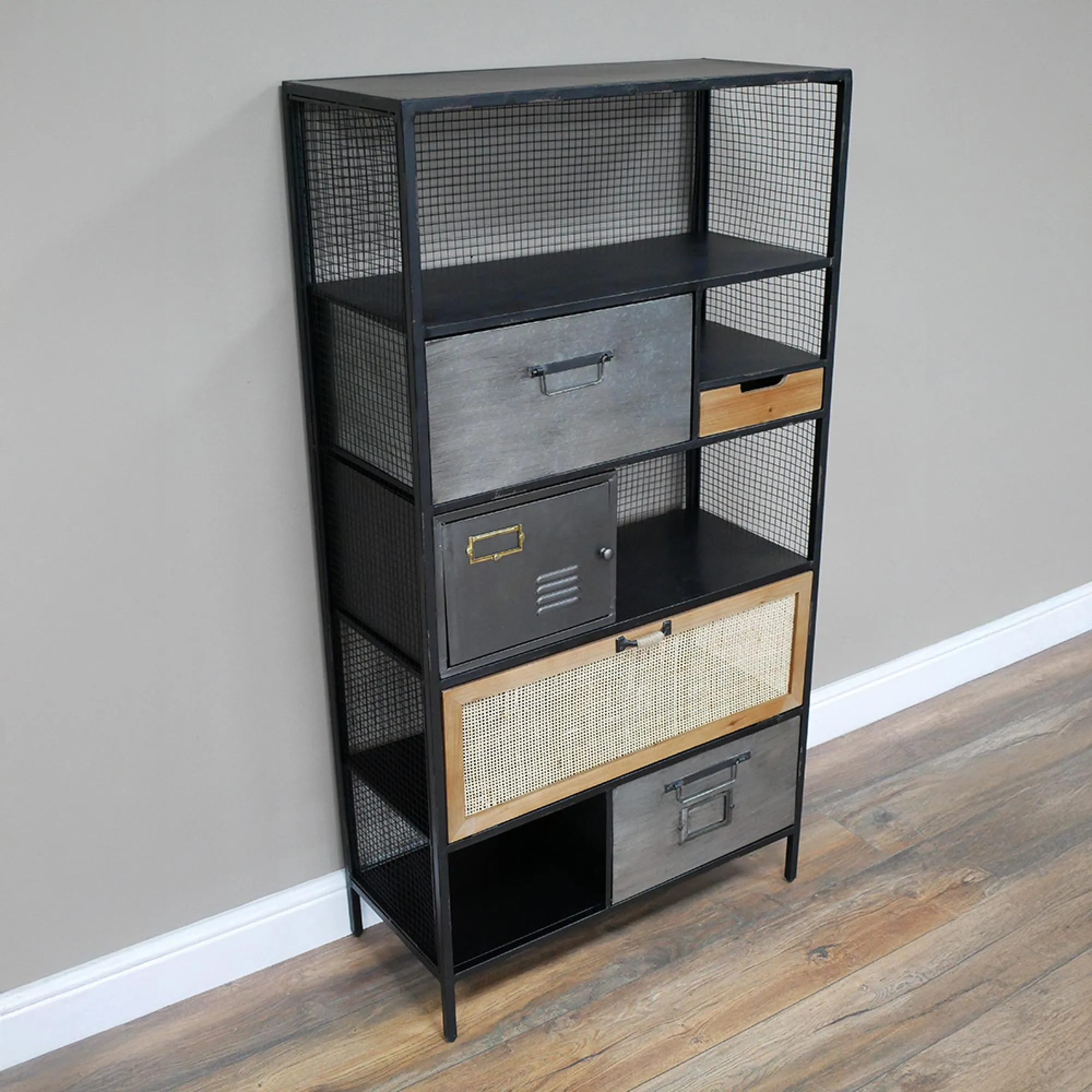 Industrial Tall Cabinet - Black, Metal