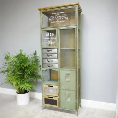 Industrial Tall Cabinet - Green, Metal