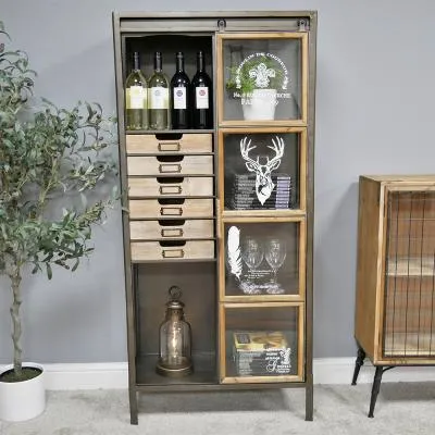 Industrial Tall Cabinet - Metal, Fir Wood