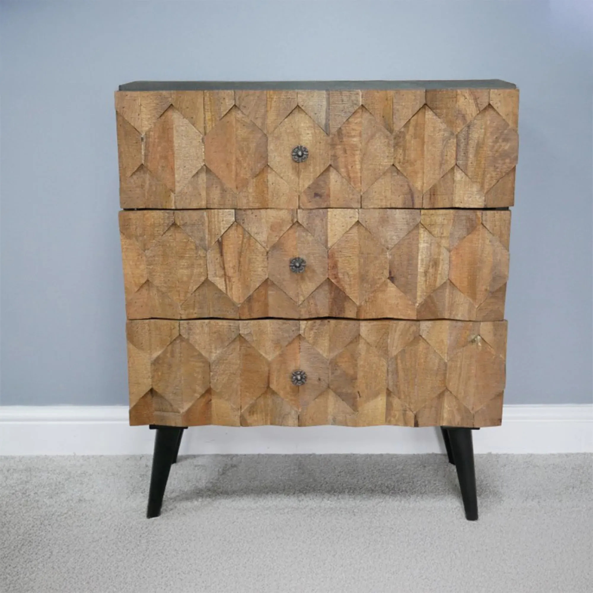 Industrial Wooden 3 Drawer Chest