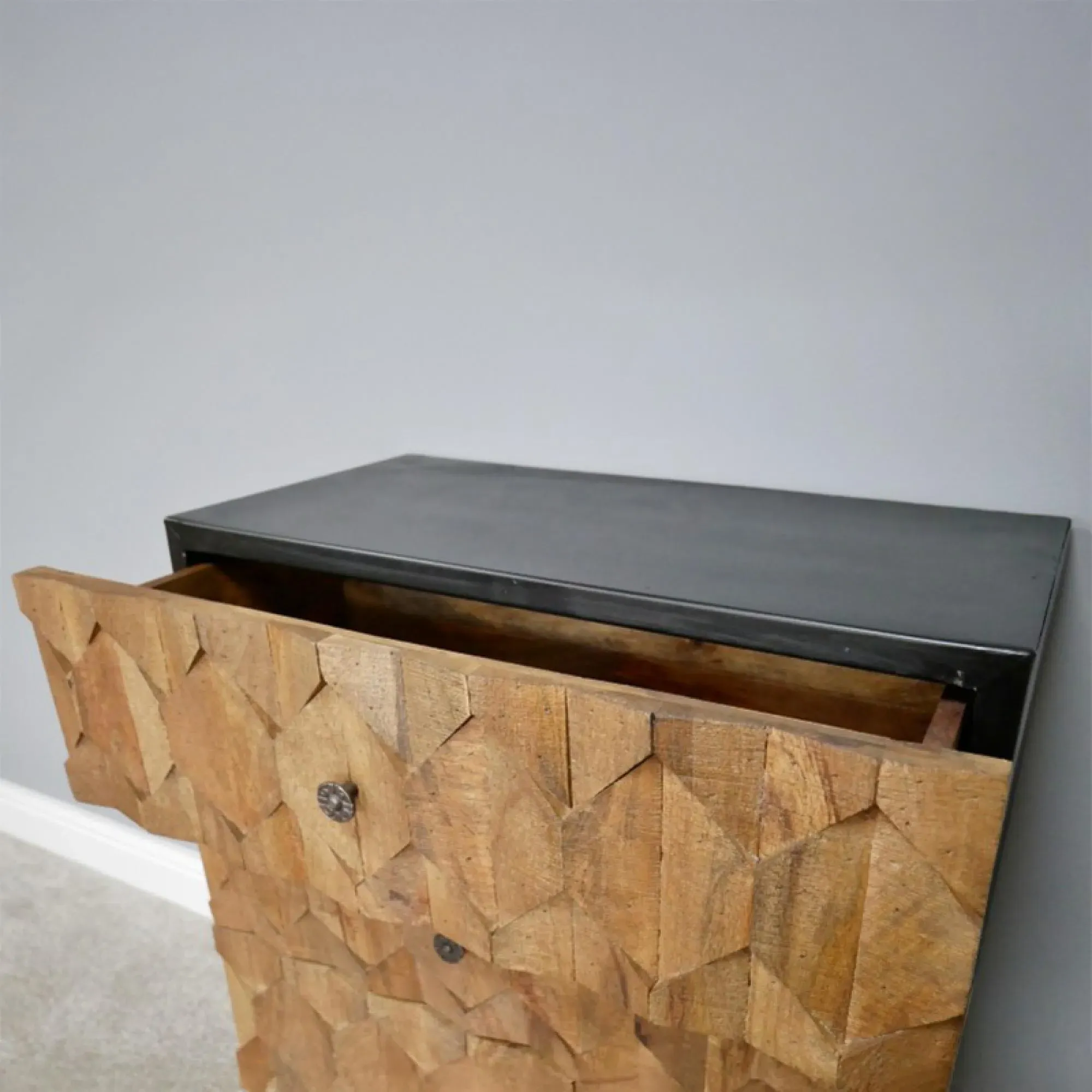 Industrial Wooden 3 Drawer Chest