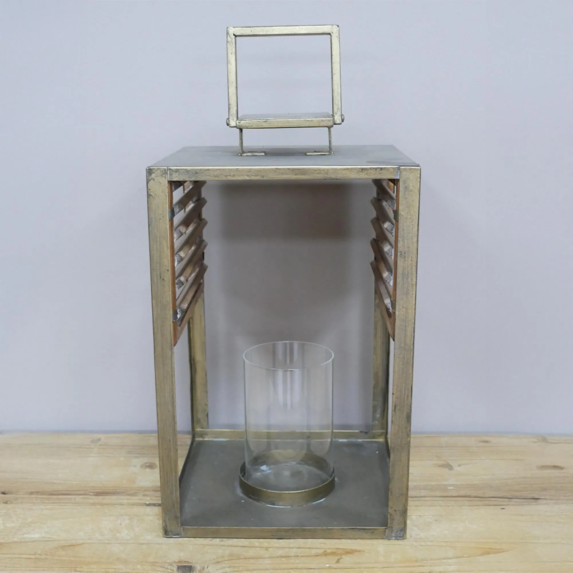 Lantern Set of 2 - Fir Wood, Metal