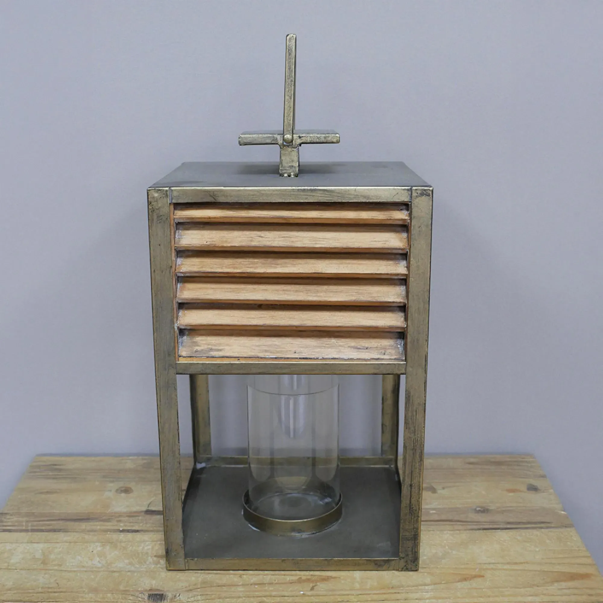 Lantern Set of 2 - Fir Wood, Metal