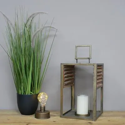 Lantern Set of 2 - Fir Wood, Metal