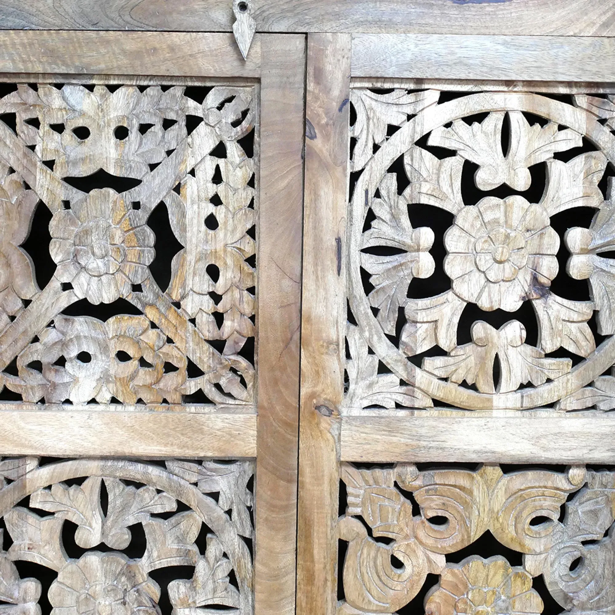 Large Carved 2 Door Cabinet - Mango Wood