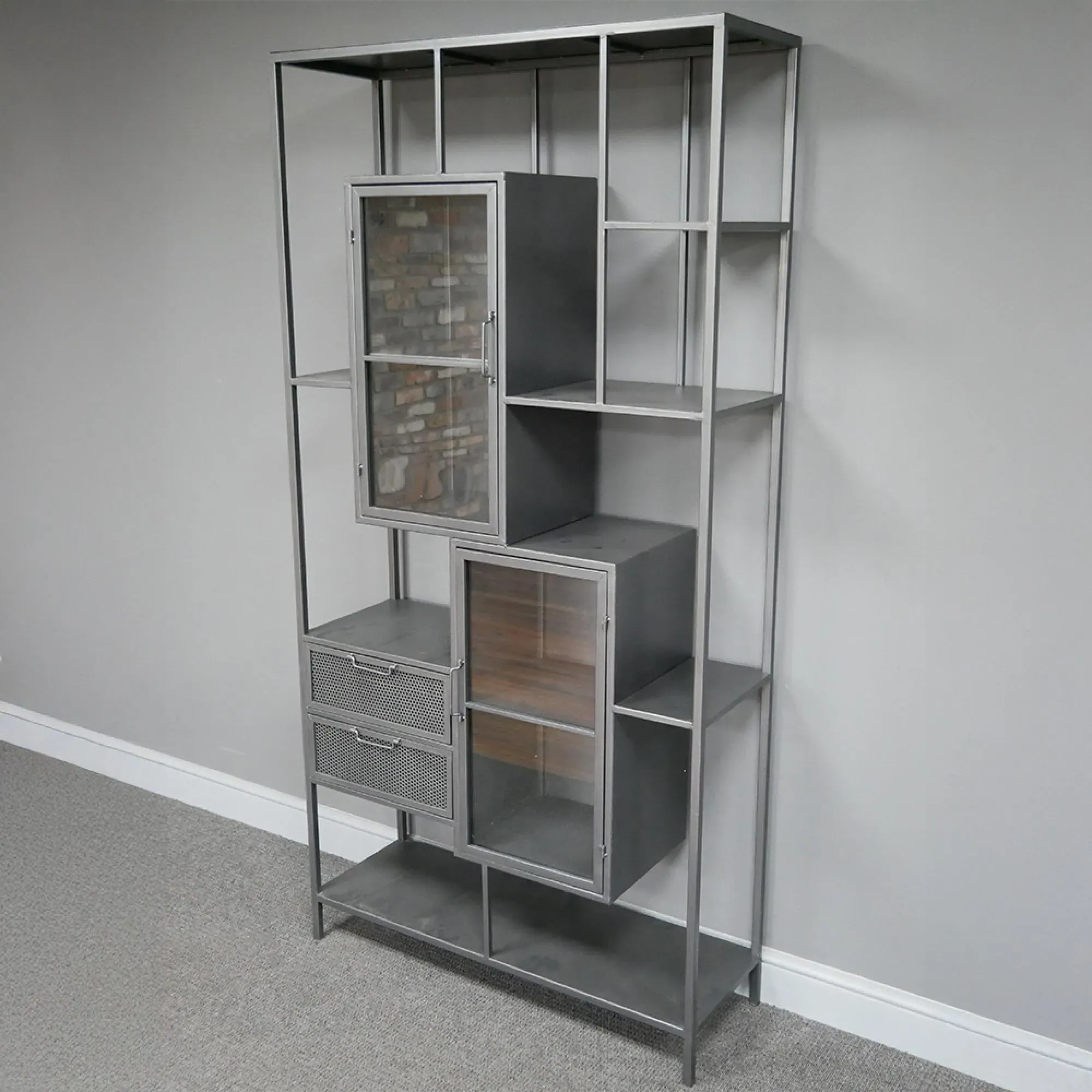Large Display Cabinet - Grey, Metal