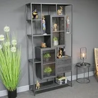 Large Display Cabinet - Grey, Metal