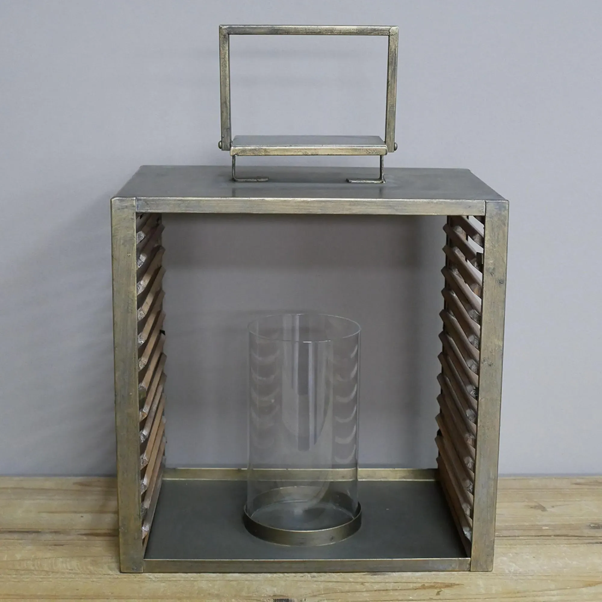 Large Lantern Set of 2 - Fir Wood, Metal