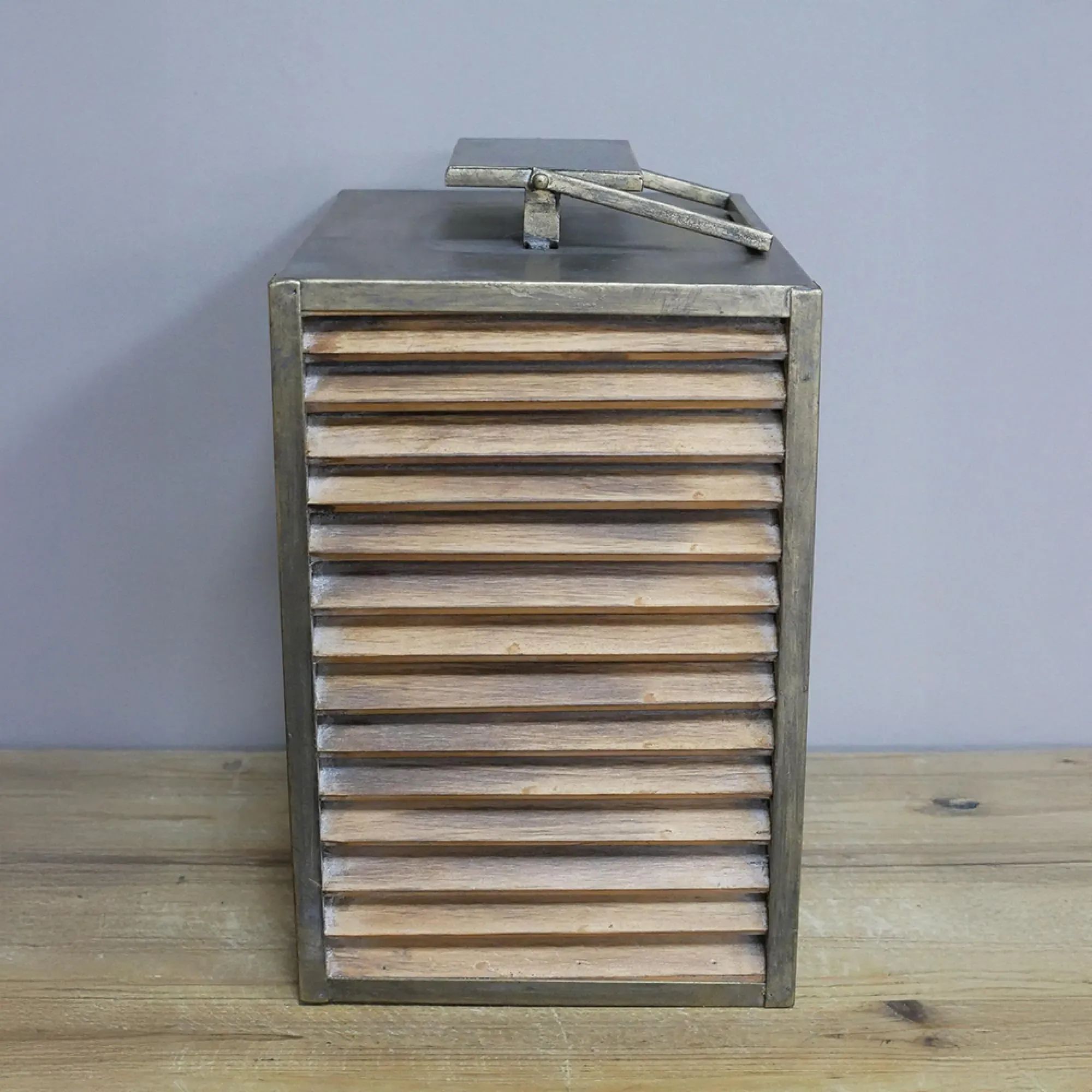 Large Lantern Set of 2 - Fir Wood, Metal