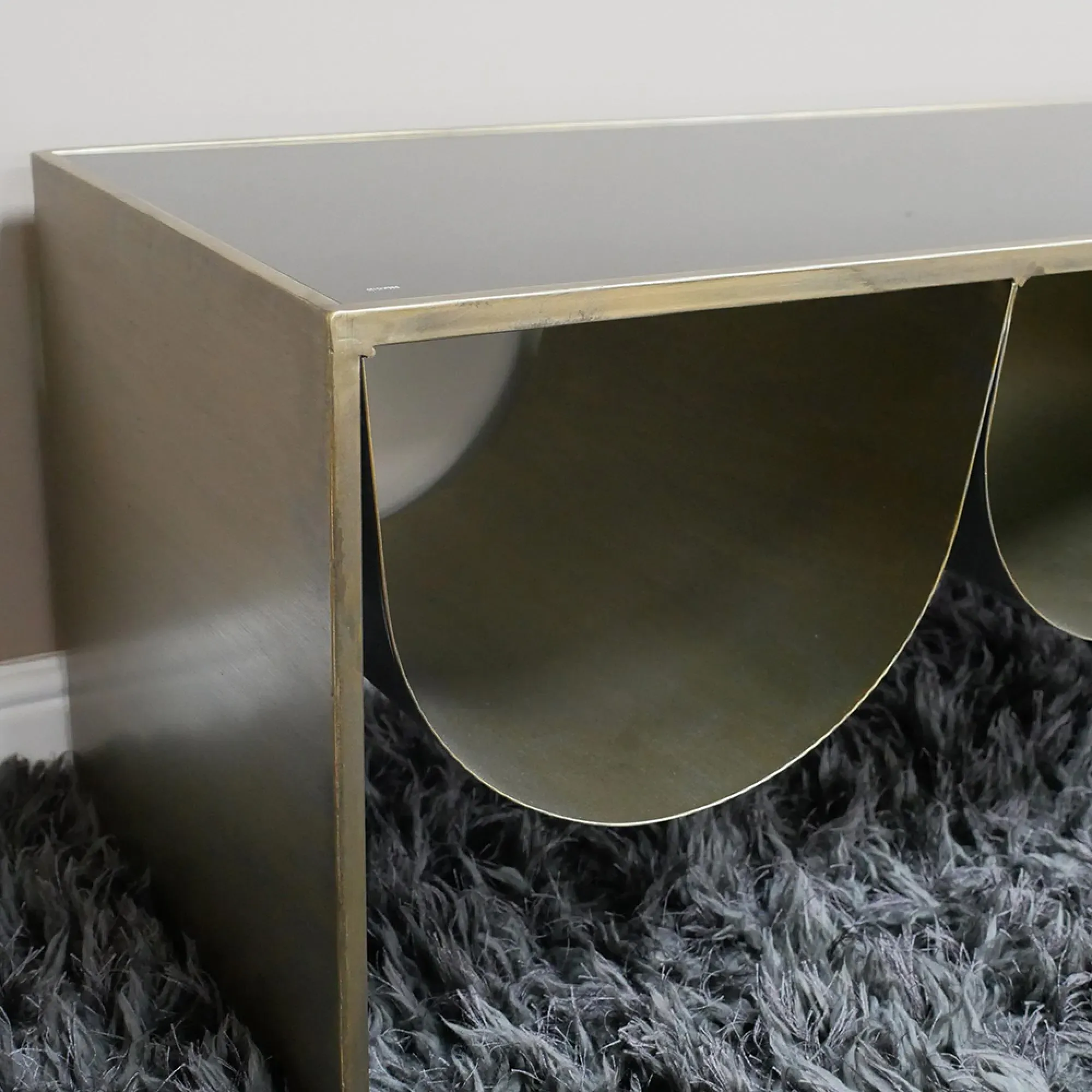 Large Low Side Table - Black, Glass Metal
