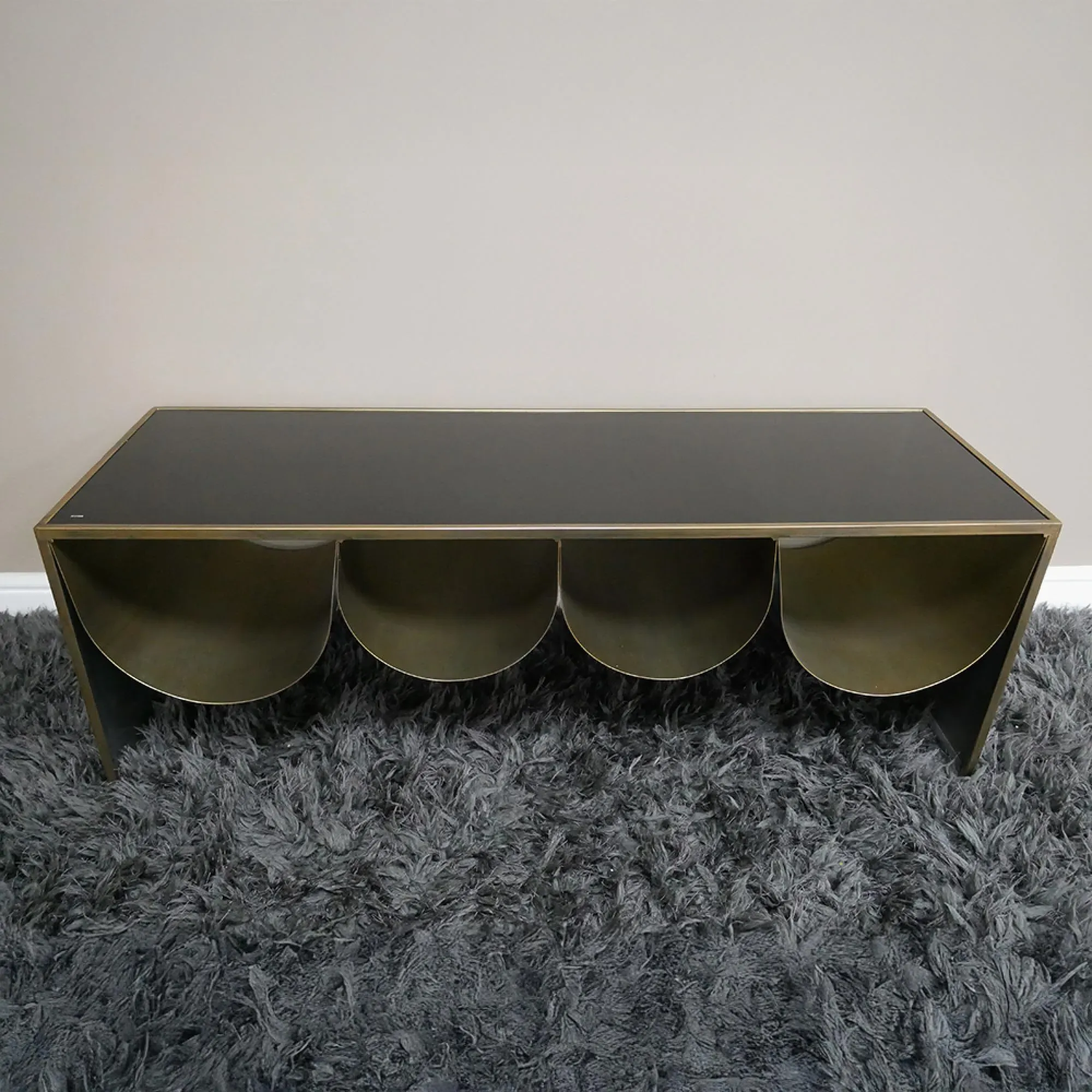 Large Low Side Table - Black, Glass Metal