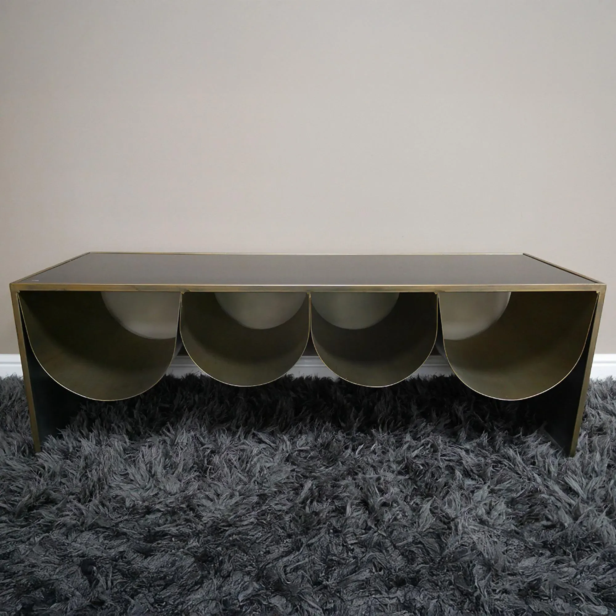 Large Low Side Table - Black, Glass Metal