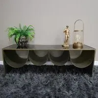 Large Low Side Table - Black, Glass Metal