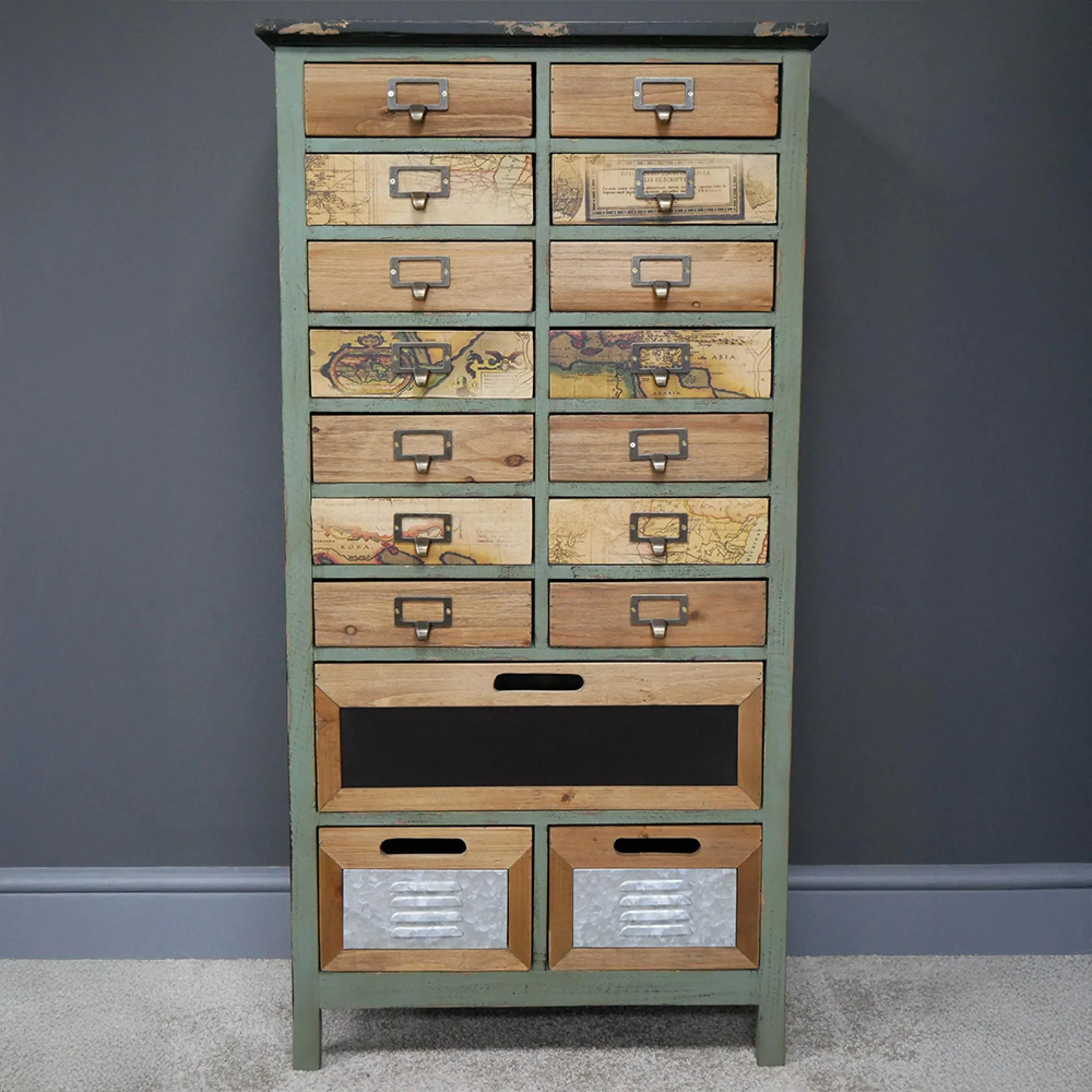 Large Multi Drawer Storage Cabinet - Fir Wood