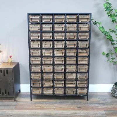 Large Multi Drawer Storage Unit - Wood, Metal