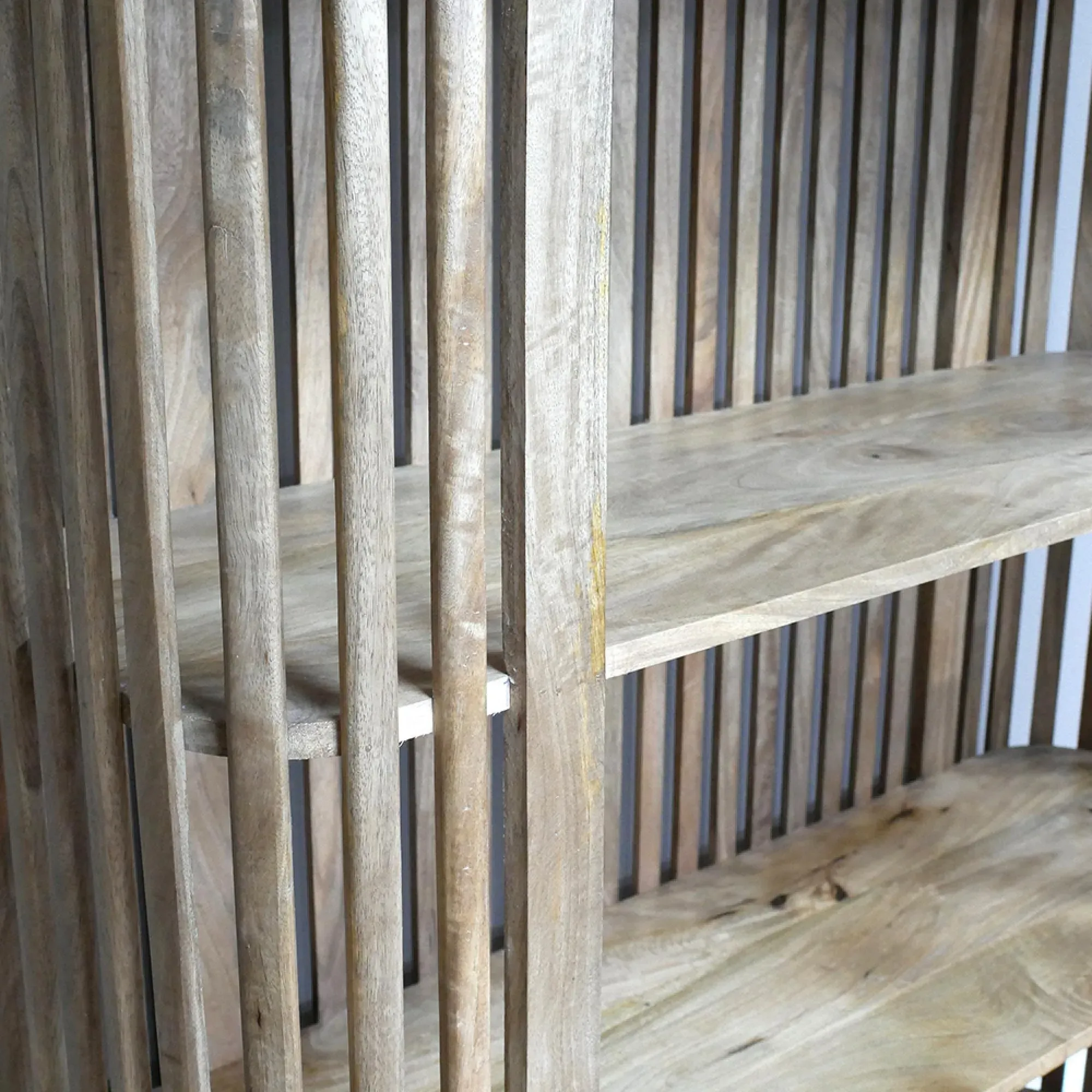 Large Slatted Bookcase - Mango Wood